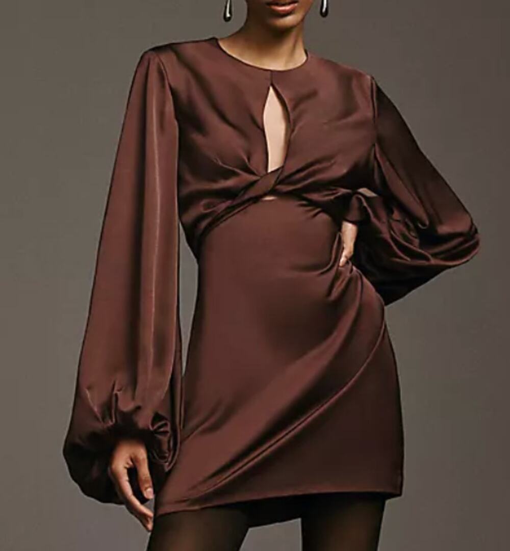 Significant Other Brown Cutout Long Sleeve Mini Dress Size 4